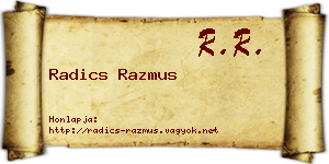 Radics Razmus névjegykártya